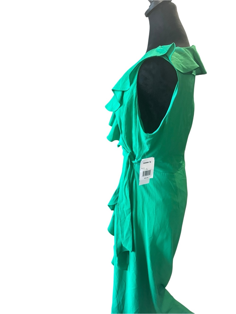 London Times Maxi Dress Size 10 NWT Jewel Green Ruffle - Picture 6 of 16
